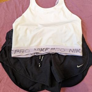 Nike Pro Dri Fit Sports Bra And Running Shorts - Size Large